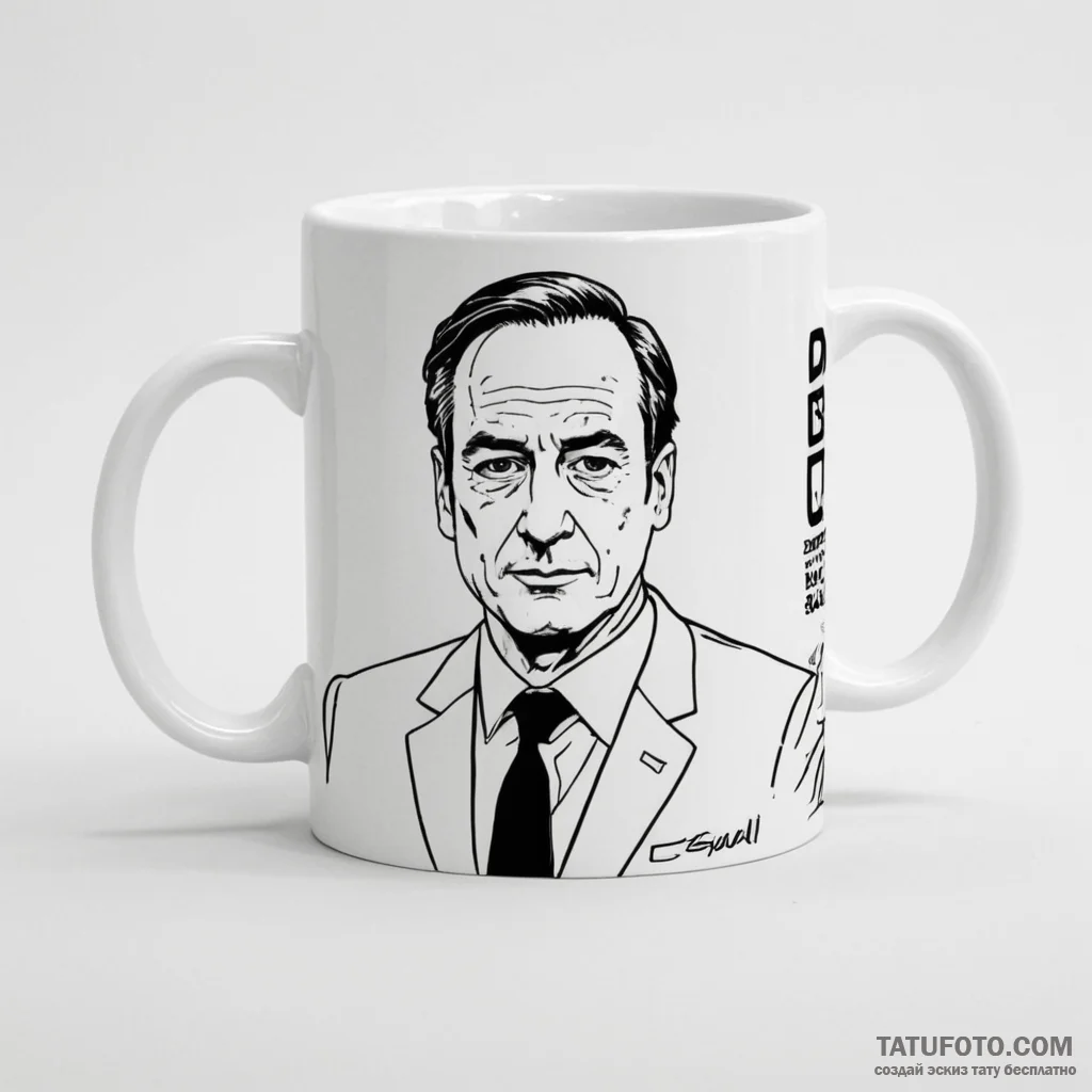 A sketch of the "world's 2nd best lawyer" mug... - эскиз тату (№1750350950_1, 19.06.2025 16:35) — Tatufoto.com