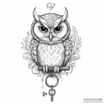 Owl with key — эскиз тату (№1750352280_1, 19.06.2025 16:58) — Tatufoto.com