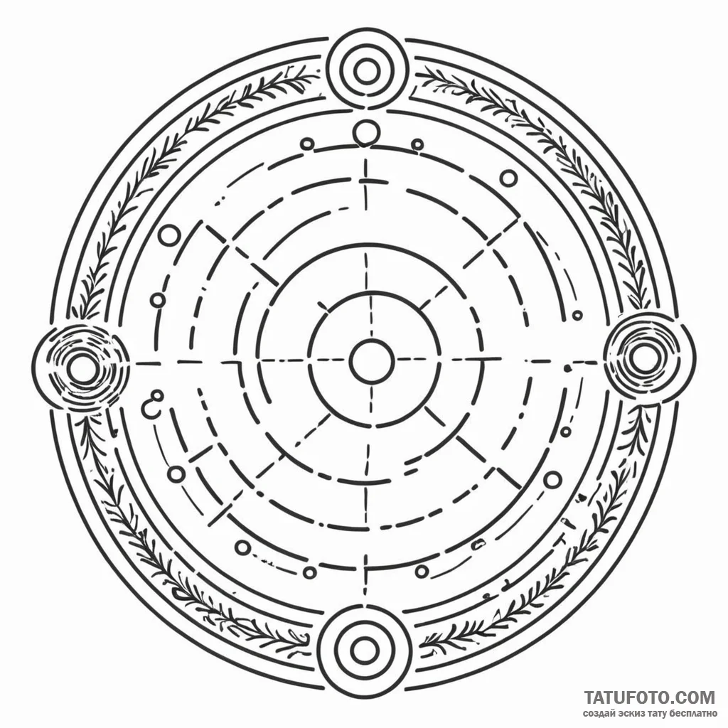 A linework design of the crop circles from si... - эскиз тату (№1750352909_1, 19.06.2025 17:08) — Tatufoto.com