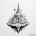 Watercolor design of the jedi temple on corus… — эскиз тату (№1750352990_0, 19.06.2025 17:09) — Tatufoto.com