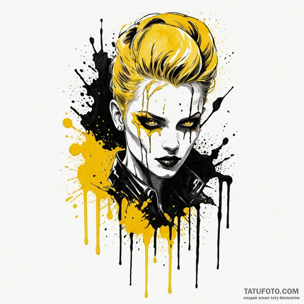 A watercolor tattoo of the yellow blood in si... - эскиз тату (№1750353145_0, 19.06.2025 17:12) — Tatufoto.com