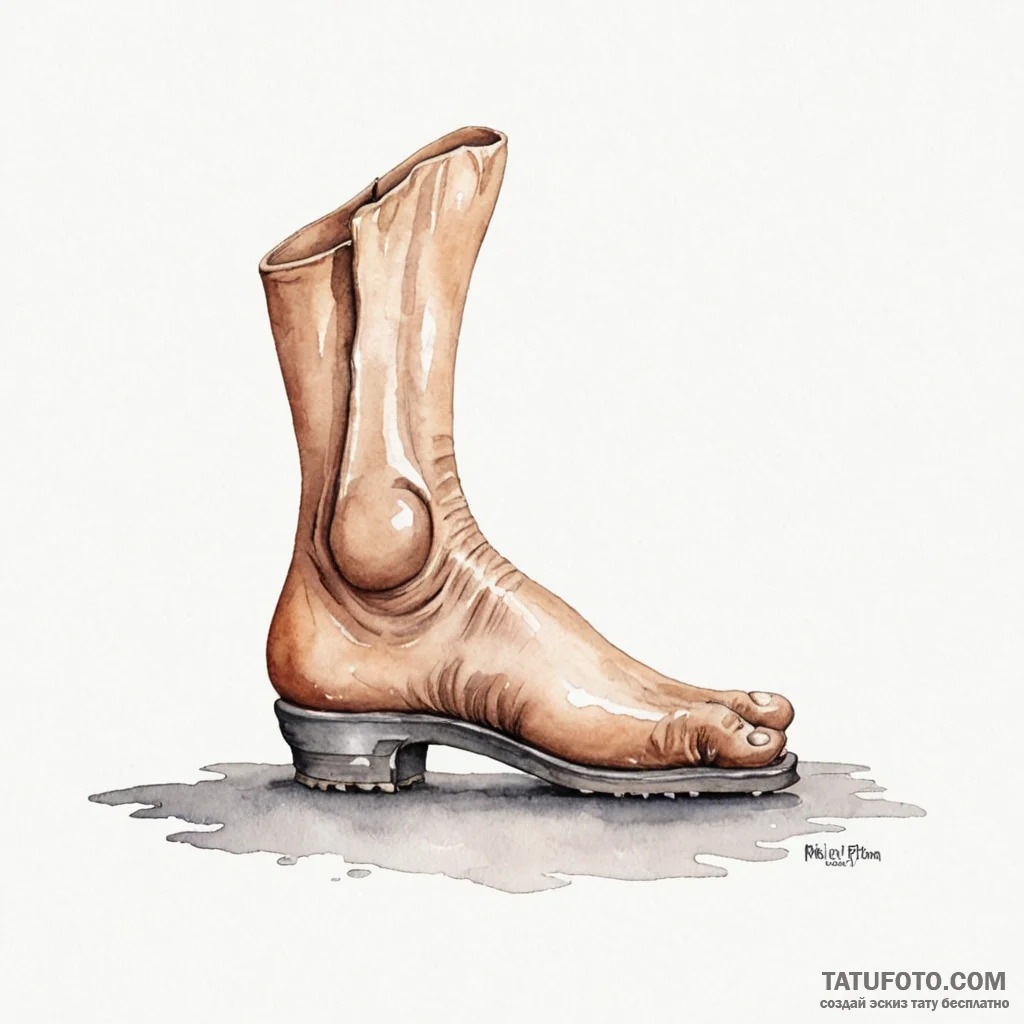 A watercolor tattoo of the big, booted foot f... - эскиз тату (№1750353876_1, 19.06.2025 17:24) — Tatufoto.com