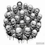 A graphic novel style tattoo of a zombie hord… — эскиз тату (№1750354037_0, 19.06.2025 17:27) — Tatufoto.com