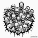 A graphic novel style tattoo of a zombie hord… — эскиз тату (№1750354037_1, 19.06.2025 17:27) — Tatufoto.com