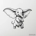 A linework tattoo of dumbo, the elephant, fly… — эскиз тату (№1750354762_0, 19.06.2025 17:39) — Tatufoto.com