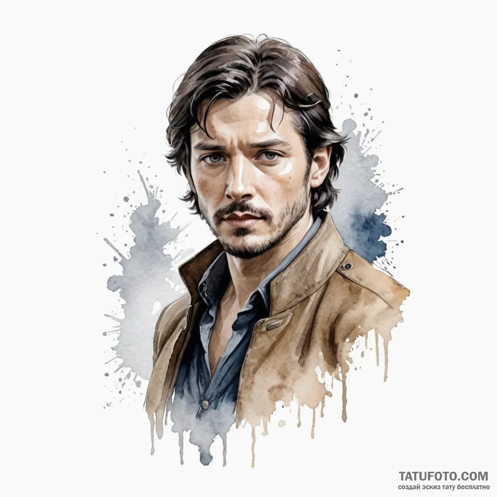 A watercolor sketch of the main character fro... - эскиз тату (№1750354925_0, 19.06.2025 17:42) — Tatufoto.com