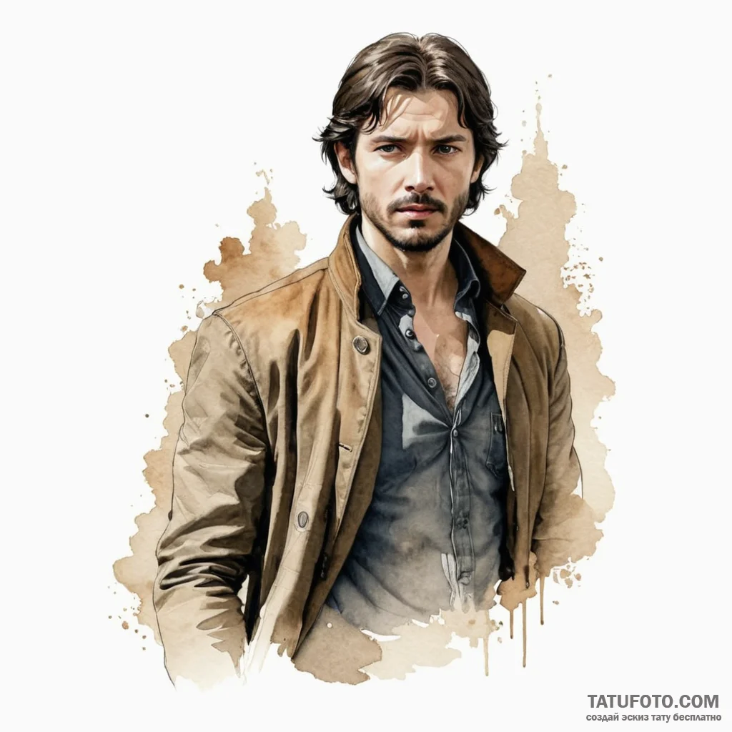A watercolor sketch of the main character fro... - эскиз тату (№1750354925_1, 19.06.2025 17:42) — Tatufoto.com