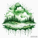 A watercolor sketch of the green code rain fo… — эскиз тату (№1750355002_1, 19.06.2025 17:43) — Tatufoto.com