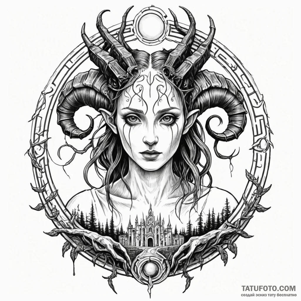 A linework design of the labyrinth from pan's... - эскиз тату (№1750355651_1, 19.06.2025 17:54) — Tatufoto.com