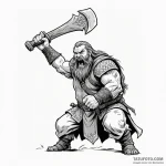 A graphic novel style panel of gimli, axe in… — эскиз тату (№1750356536_1, 19.06.2025 18:08) — Tatufoto.com