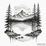 A watercolor sketch of camp crystal lake, ser… — эскиз тату (№1750356782_1, 19.06.2025 18:13) — Tatufoto.com