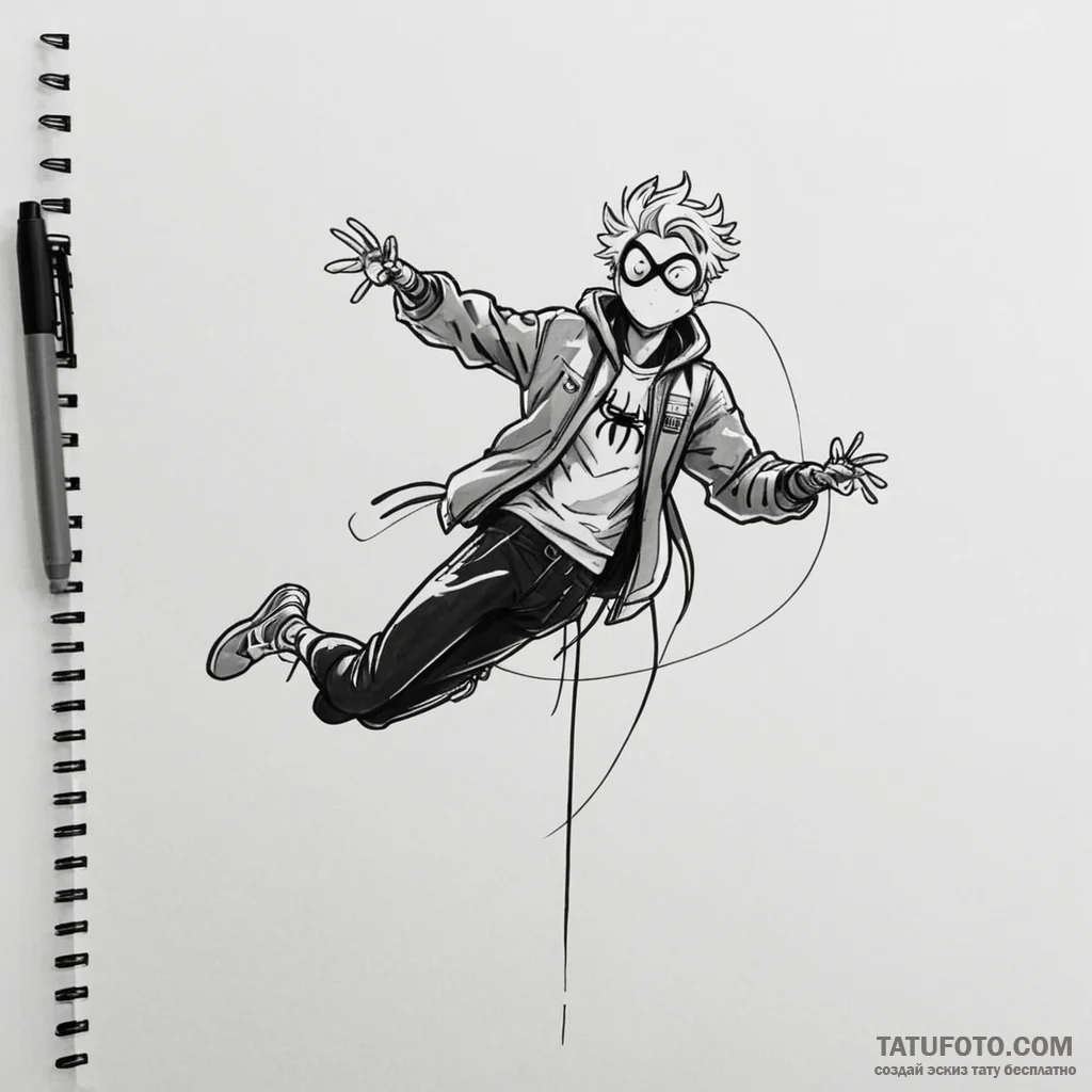 A sketch of the "leap of faith" scene from in... - эскиз тату (№1750357511_1, 19.06.2025 18:25) — Tatufoto.com