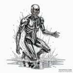 A graphic novel panel of the t-1000 emerging… — эскиз тату (№1750358472_1, 19.06.2025 18:41) — Tatufoto.com