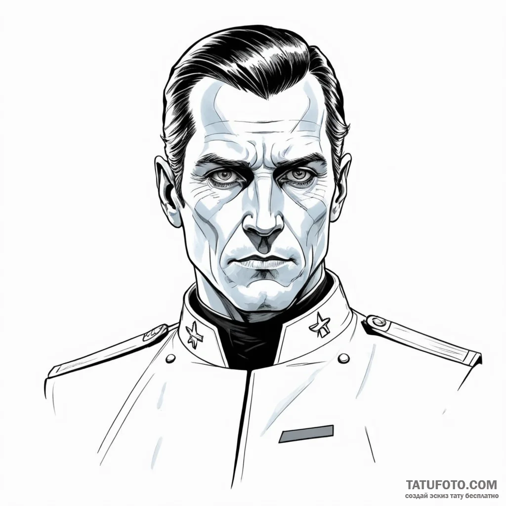 A graphic novel style portrait of grand admir... - эскиз тату (№1750358554_0, 19.06.2025 18:42) — Tatufoto.com