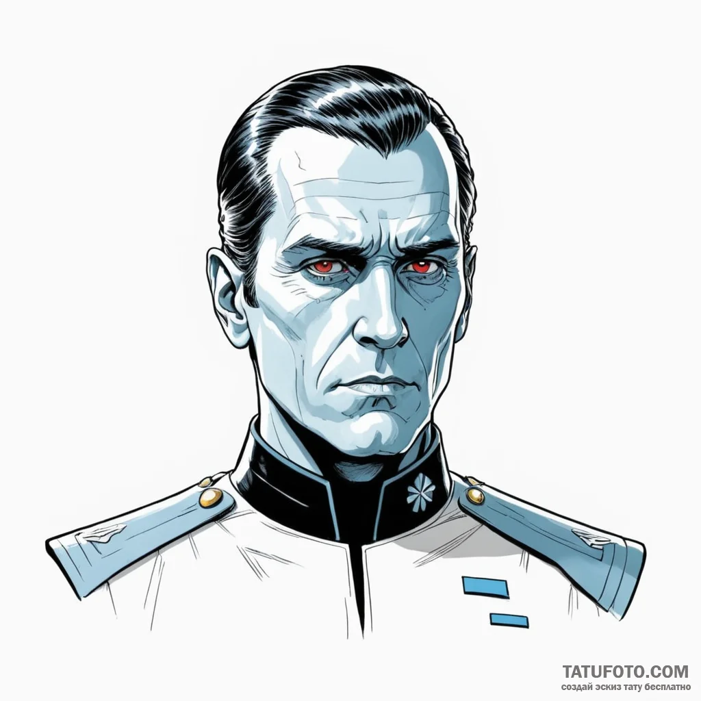 A graphic novel style portrait of grand admir... - эскиз тату (№1750358554_1, 19.06.2025 18:42) — Tatufoto.com