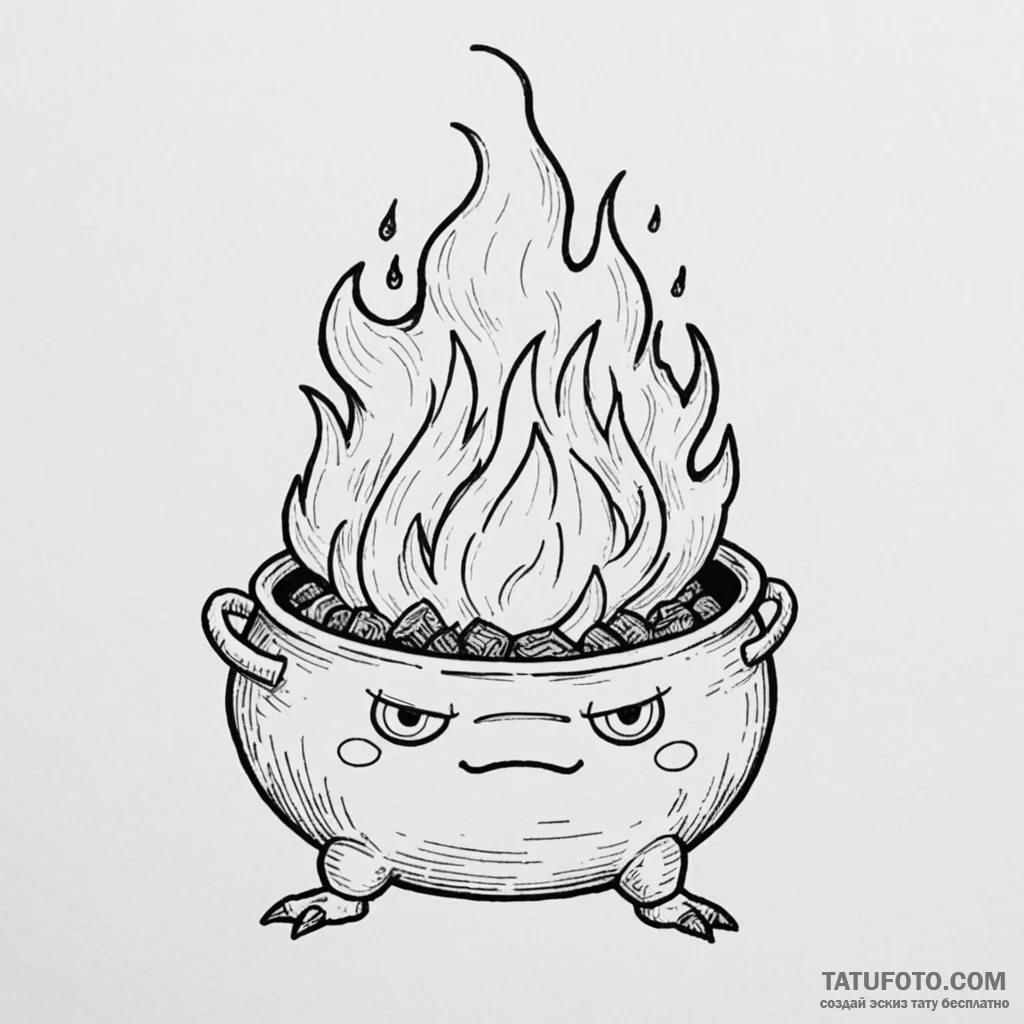 A sketch of calcifer the fire demon from howl... - эскиз тату (№1750361131_0, 19.06.2025 19:25) — Tatufoto.com