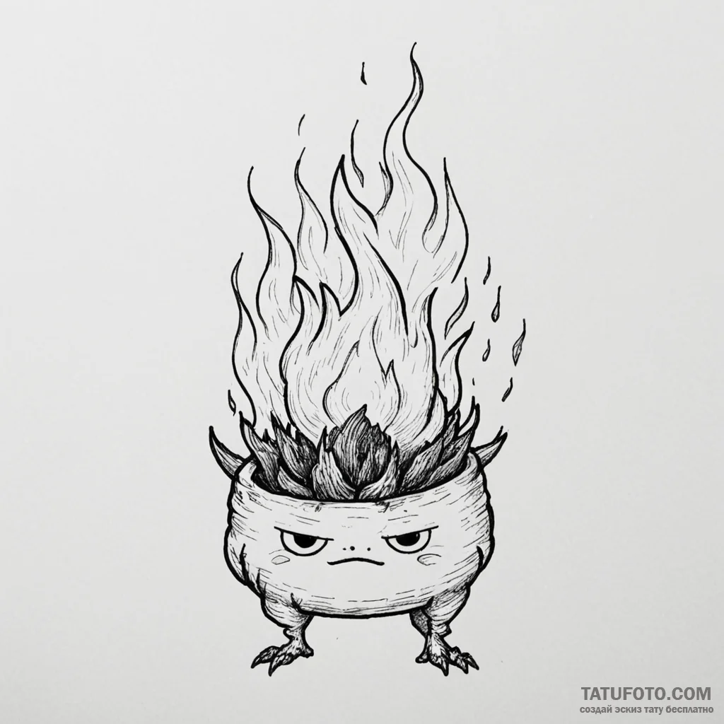 A sketch of calcifer the fire demon from howl... - эскиз тату (№1750361131_1, 19.06.2025 19:25) — Tatufoto.com