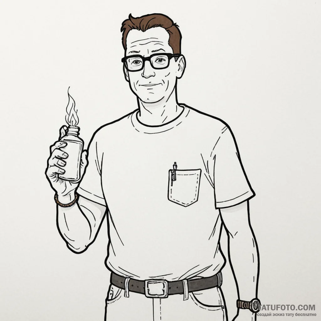 A neo-traditional tattoo of hank hill from ki... - эскиз тату (№1750361447_0, 19.06.2025 19:30) — Tatufoto.com
