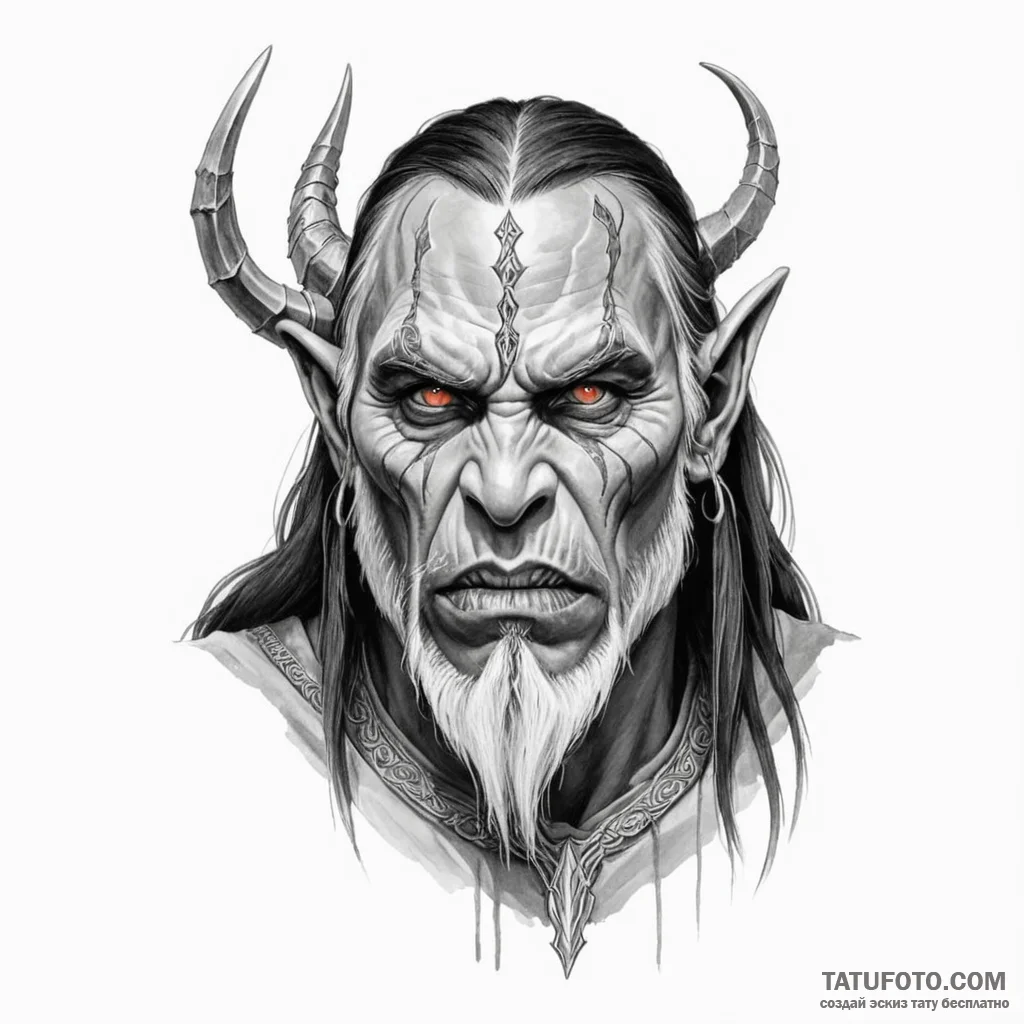 A neo-traditional portrait of a fierce uruk-h... - эскиз тату (№1750362099_0, 19.06.2025 19:41) — Tatufoto.com