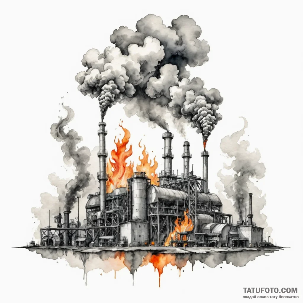 A watercolor sketch of industrial birmingham,... - эскиз тату (№1750362821_0, 19.06.2025 19:53) — Tatufoto.com