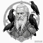 A graphic novel portrait of odin with his two… — эскиз тату (№1750362904_0, 19.06.2025 19:55) — Tatufoto.com