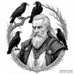 A graphic novel portrait of odin with his two… — эскиз тату (№1750362904_1, 19.06.2025 19:55) — Tatufoto.com