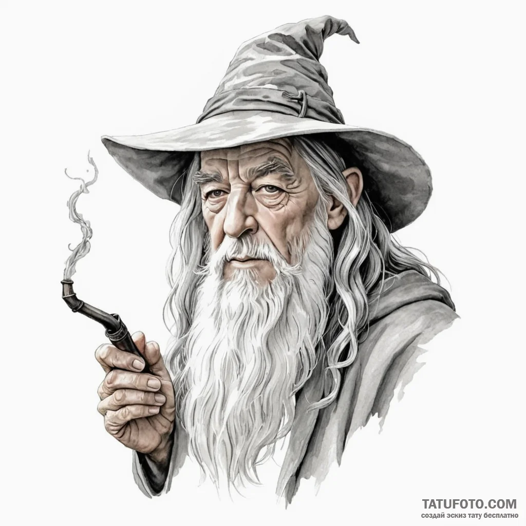 Neo-traditional portrait of gandalf the grey,... - эскиз тату (№1750363068_0, 19.06.2025 19:57) — Tatufoto.com