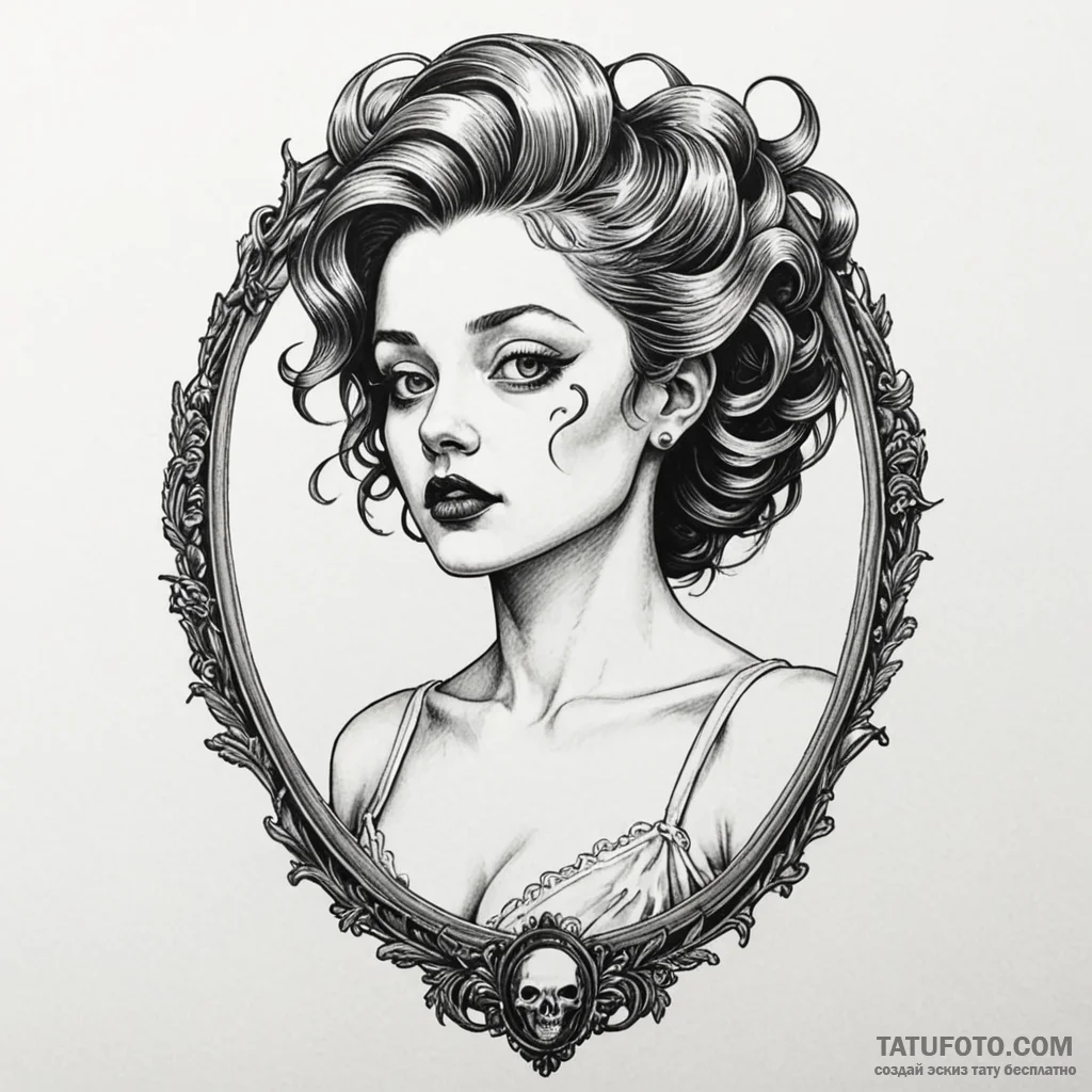 A surrealist tattoo of the "lady in the radia... - эскиз тату (№1750363228_0, 19.06.2025 20:00) — Tatufoto.com