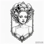 A surrealist tattoo of the «lady in the radia… — эскиз тату (№1750363228_1, 19.06.2025 20:00) — Tatufoto.com