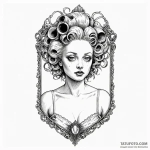 A surrealist tattoo of the "lady in the radia... - эскиз тату (№1750363228_1, 19.06.2025 20:00) — Tatufoto.com