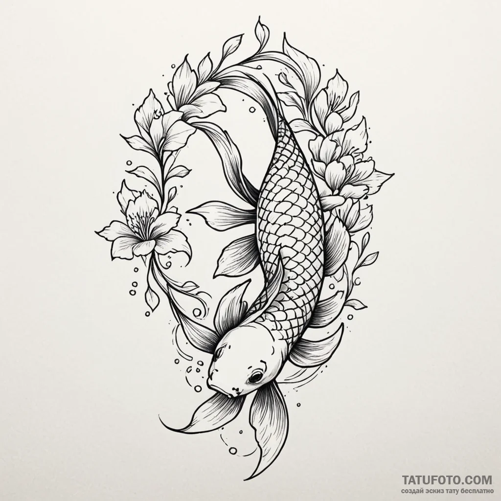 Koi - эскиз тату (№1750363310_0, 19.06.2025 20:01) — Tatufoto.com