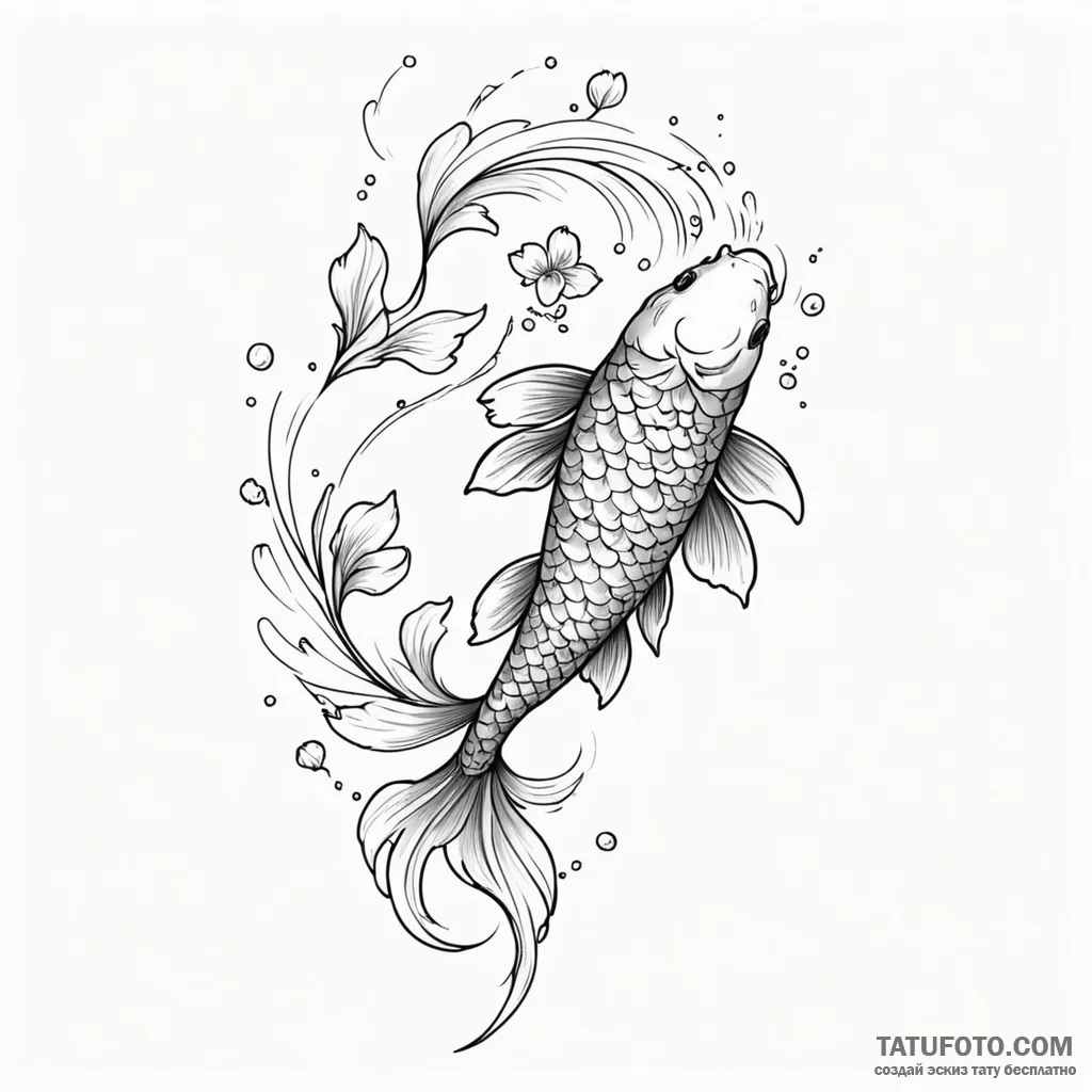 Koi - эскиз тату (№1750363310_1, 19.06.2025 20:01) — Tatufoto.com