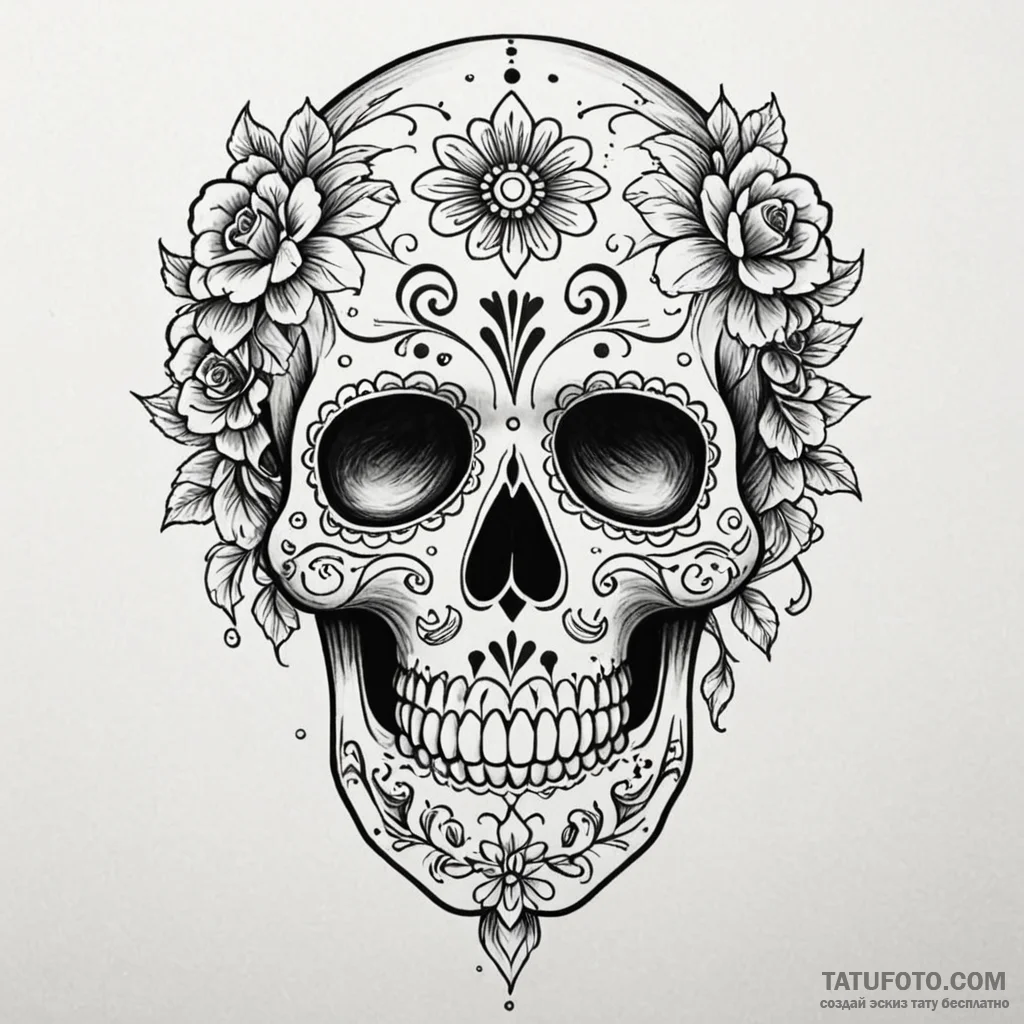 Sugar skull - эскиз тату (№1750363392_0, 19.06.2025 20:03) — Tatufoto.com