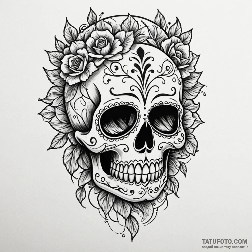 Sugar skull - эскиз тату (№1750370199_1, 19.06.2025 21:56) — Tatufoto.com