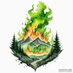 A watercolor tattoo of the wildfire explosion… — эскиз тату (№1750371026_0, 19.06.2025 22:10) — Tatufoto.com