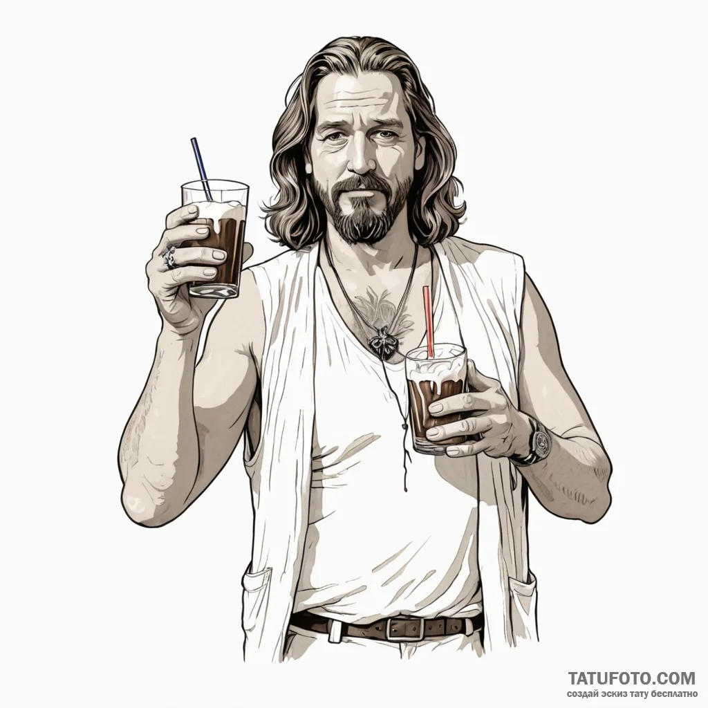 A neo-traditional tattoo of the dude from the... - эскиз тату (№1750371189_1, 19.06.2025 22:13) — Tatufoto.com
