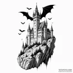 A sketch of a gothic castle on a cliff, dracu… — эскиз тату (№1750371843_0, 19.06.2025 22:24) — Tatufoto.com