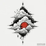 A watercolor sketch of the akatsuki cloud sym… — эскиз тату (№1750372005_0, 19.06.2025 22:26) — Tatufoto.com