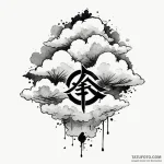 A watercolor sketch of the akatsuki cloud sym… — эскиз тату (№1750372005_1, 19.06.2025 22:26) — Tatufoto.com