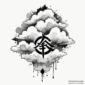 A watercolor sketch of the akatsuki cloud sym... - эскиз тату (№1750372005_1, 19.06.2025 22:26) — Tatufoto.com