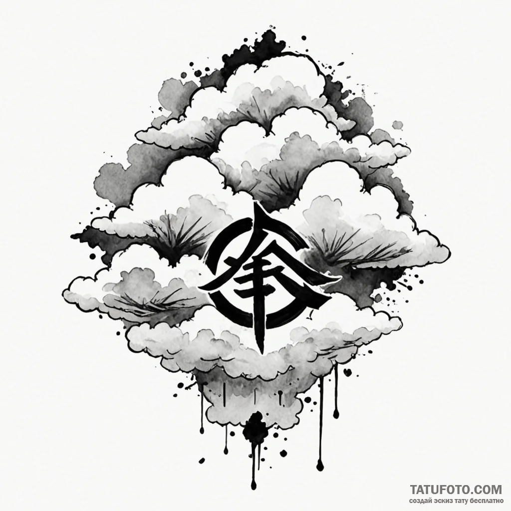 A watercolor sketch of the akatsuki cloud sym... - эскиз тату (№1750372005_1, 19.06.2025 22:26) — Tatufoto.com