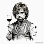 A sketch of tyrion lannister with a glass of… — эскиз тату (№1750372089_1, 19.06.2025 22:28) — Tatufoto.com