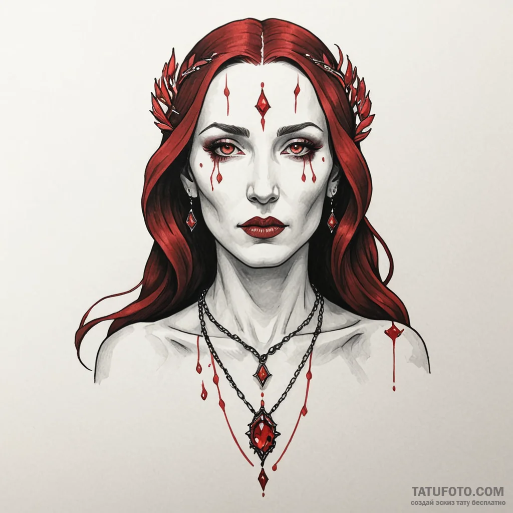 A neo-traditional tattoo of melisandre, the r... - эскиз тату (№1750373651_1, 19.06.2025 22:54) — Tatufoto.com