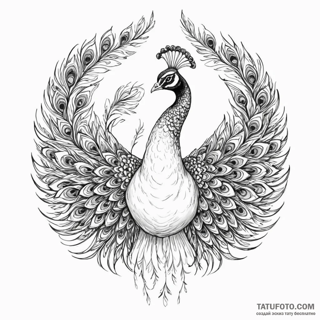 Peacock - эскиз тату (№1750373891_0, 19.06.2025 22:58) — Tatufoto.com