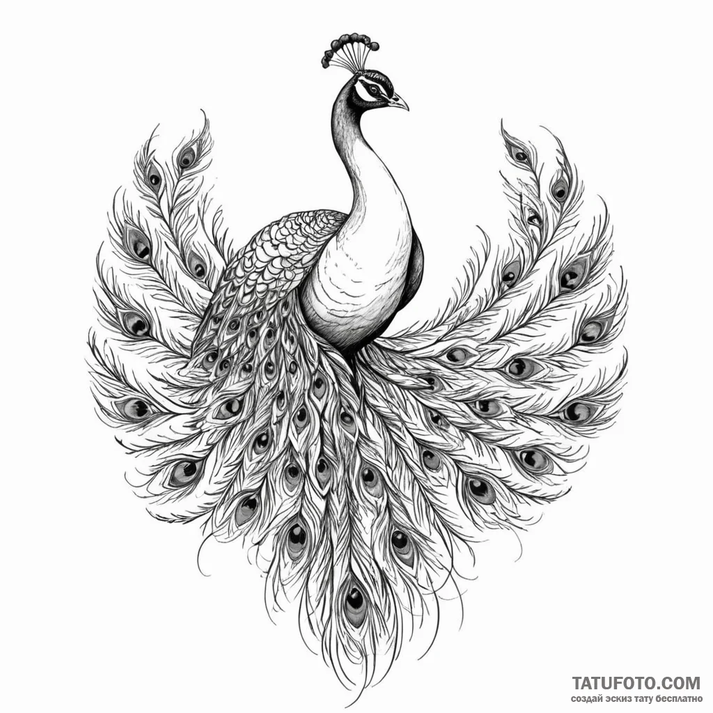 Peacock - эскиз тату (№1750373891_1, 19.06.2025 22:58) — Tatufoto.com