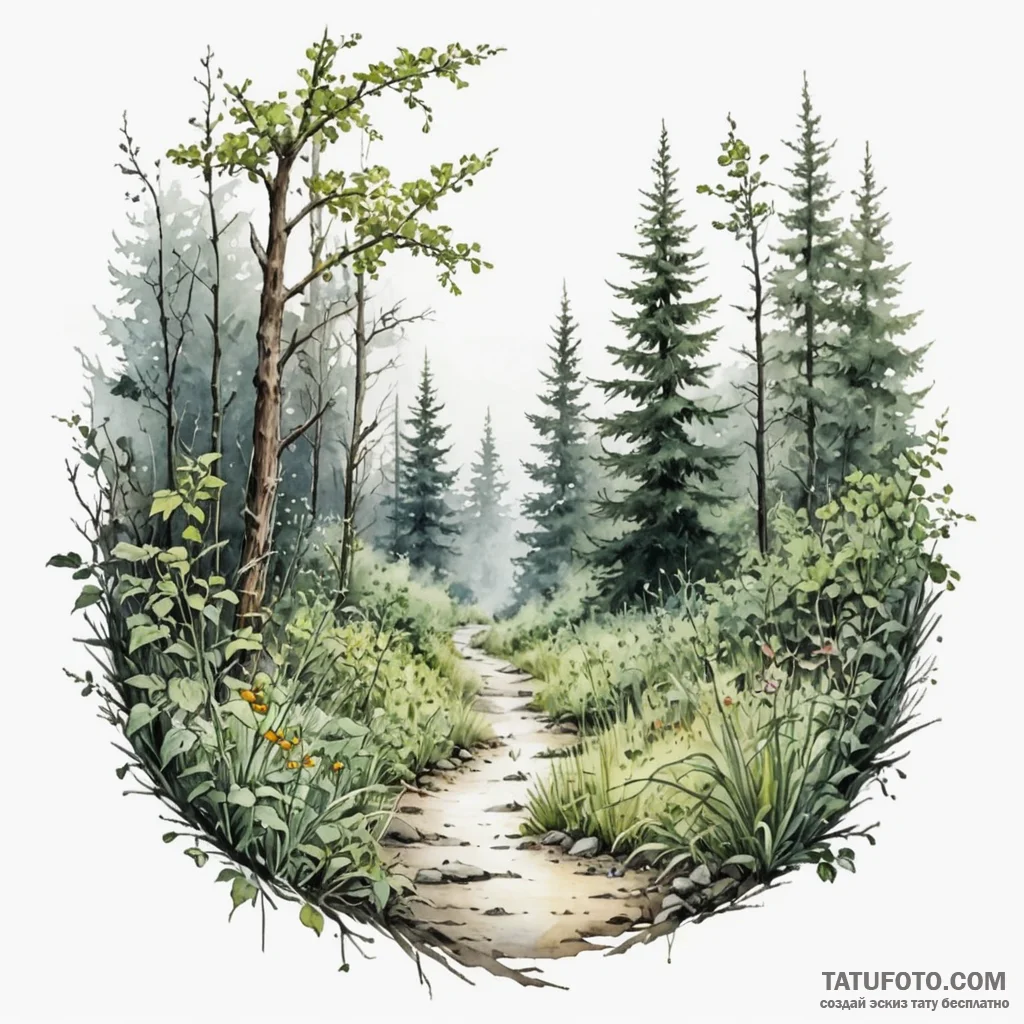 A melancholic watercolor sketch of the zone f... - эскиз тату (№1750374632_0, 19.06.2025 23:10) — Tatufoto.com