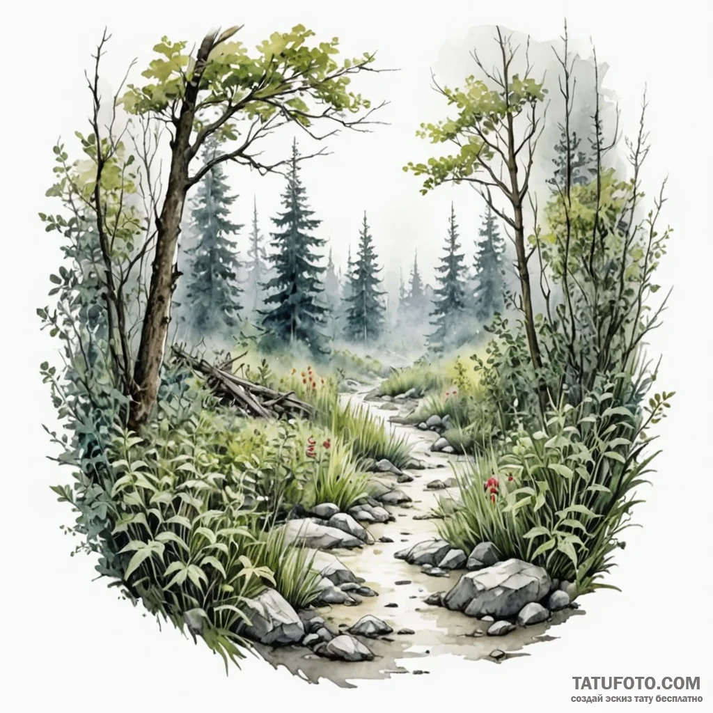 A melancholic watercolor sketch of the zone f... - эскиз тату (№1750374632_1, 19.06.2025 23:10) — Tatufoto.com