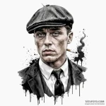 A trash polka portrait of tommy shelby, with… — эскиз тату (№1750374797_1, 19.06.2025 23:13) — Tatufoto.com