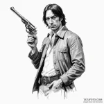 A neo-traditional portrait of anton chigurh w… — эскиз тату (№1750375550_1, 19.06.2025 23:25) — Tatufoto.com