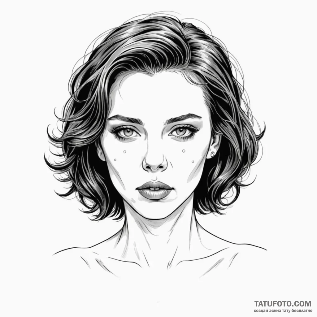 A graphic novel style portrait of the alien f... - эскиз тату (№1750376373_0, 19.06.2025 23:39) — Tatufoto.com